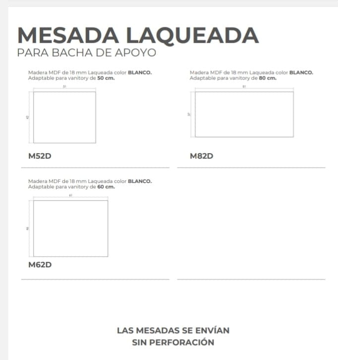 Mesas laqueadas para base de Apoyo